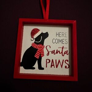 Red Framed Santa Paws Wall Decor